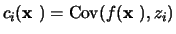 $c_i(\mbox{\boldmath${{\bf x}}$ })=
{\rm Cov}(f(\mbox{\boldmath${{\bf x}}$ }), z_i)$